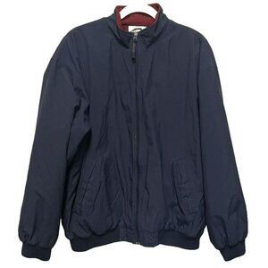 Vintage Slazenger Mens Lined Jacket Large Fleece Lined Full Zip Navy Blue Red